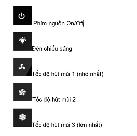 các phím điều khiển của Máy hút mùi Chefs EH-R106E7D